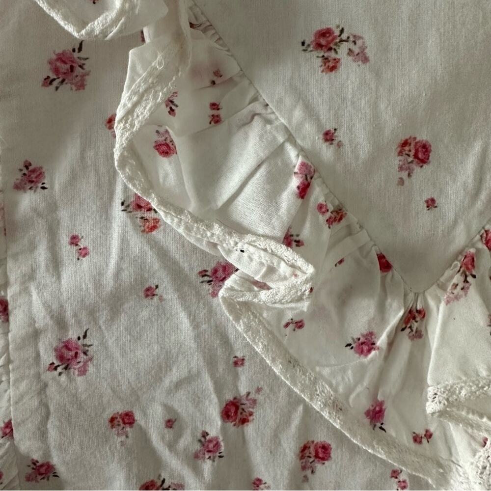 Loveshackfancy Cream & Pink Floral Print Ruffle B… - image 5